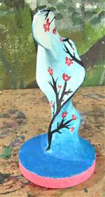 Wavy soft sculpture painted with cherry blossom motif
